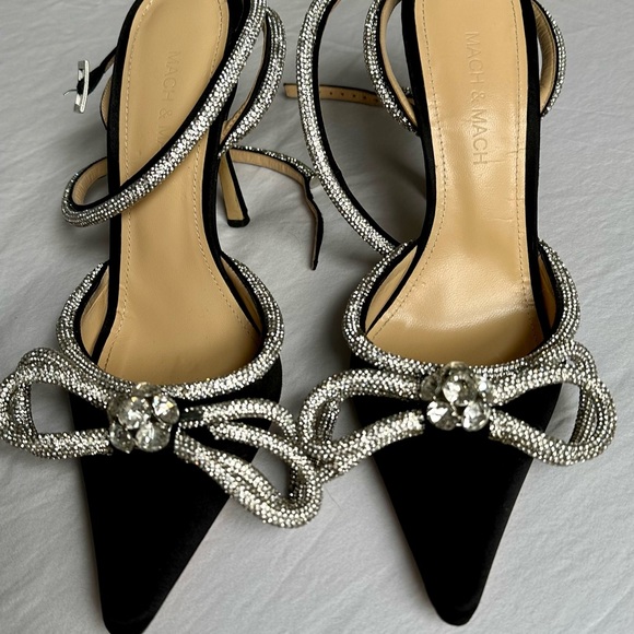 Mach & Mach black satin heels 36 SOLD - Picture 4 of 5